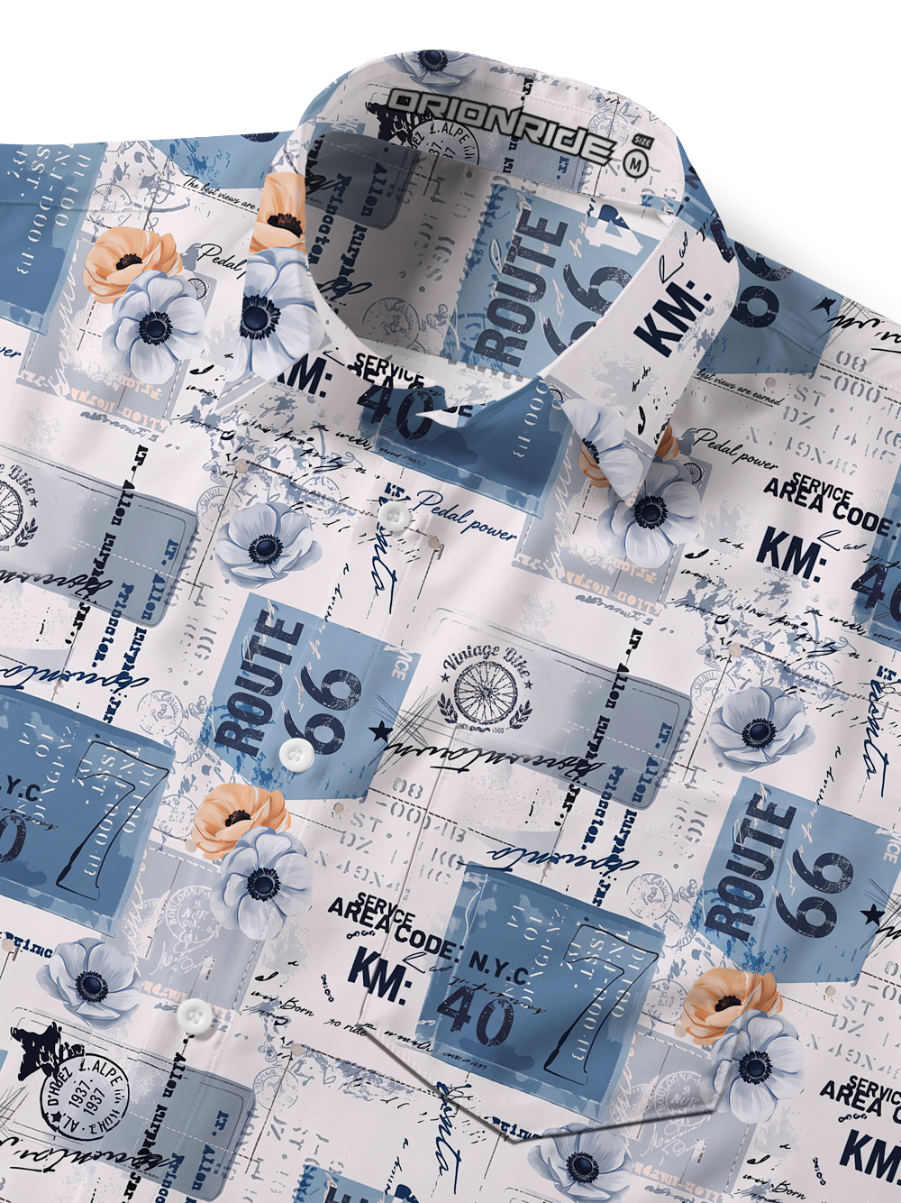 Orionride Highway Stamps Zipper Pockets Ultra Lightweight Short Sleeves Gravel Shirt