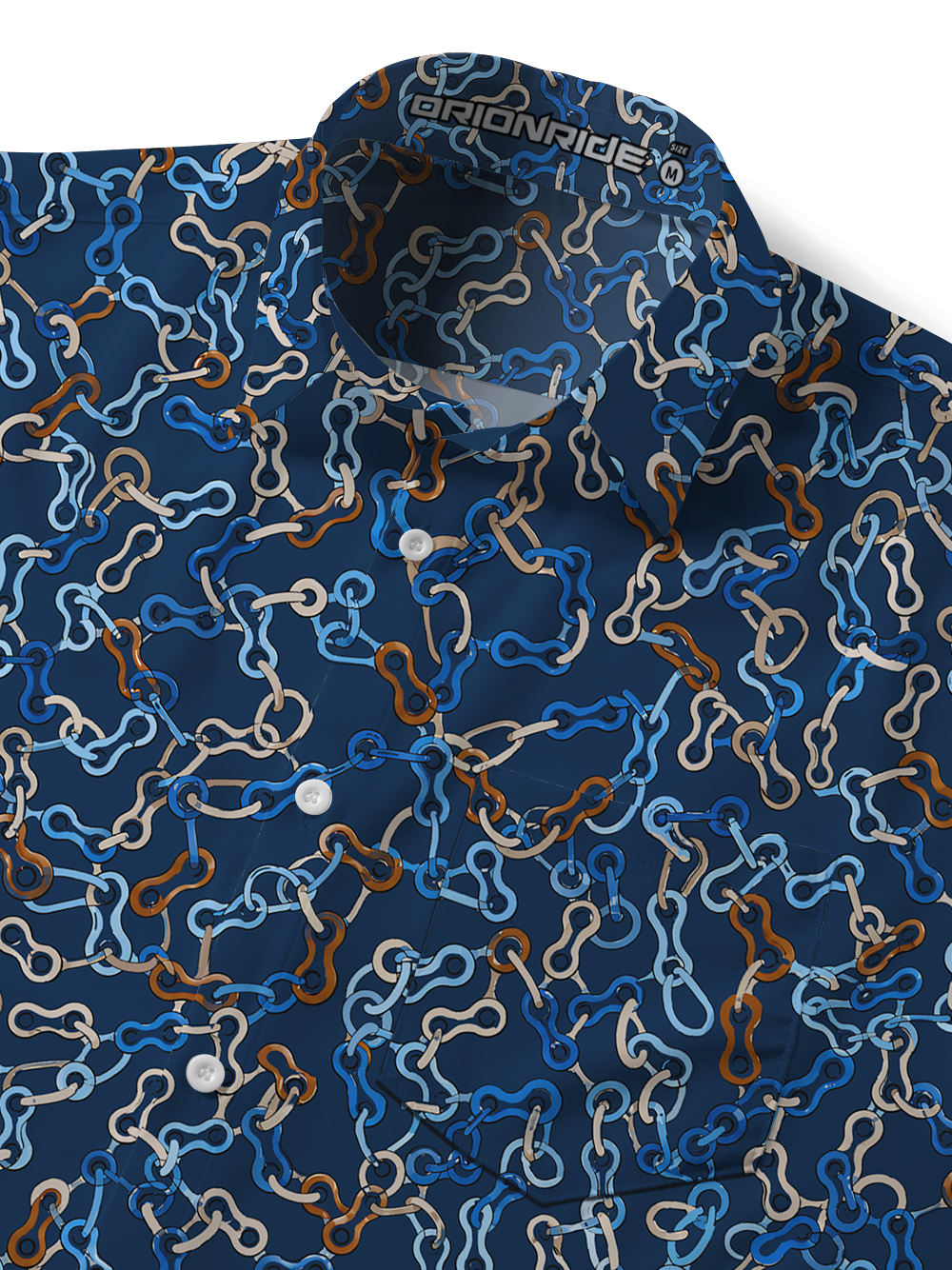 Orionride Nautical Links Zipper Pockets Ultra Lightweight Short Sleeves Gravel Shirt