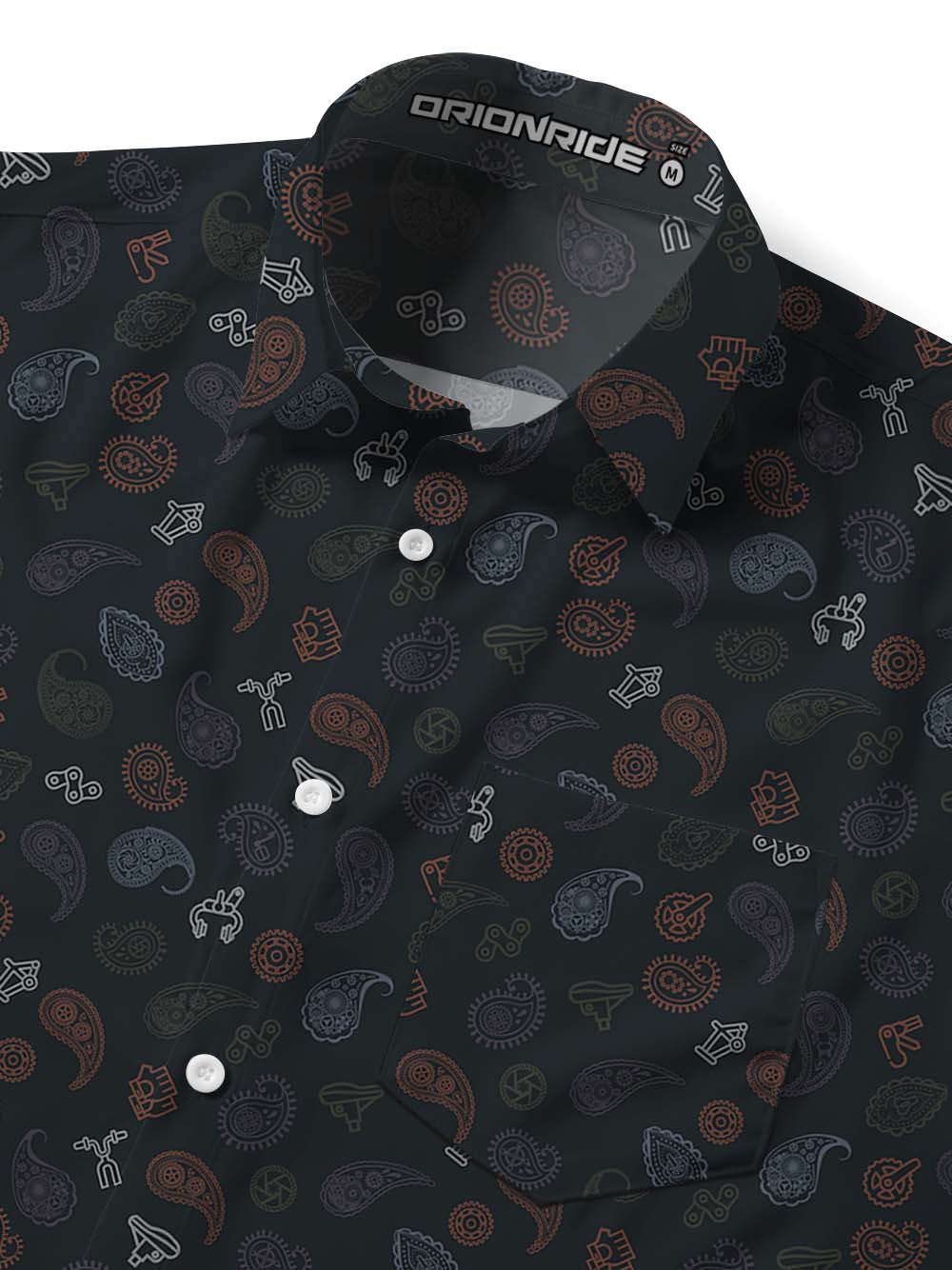 Orionride Strange Cashew Flower Zipper Pockets Ultra Lightweight Short Sleeves Gravel Shirt