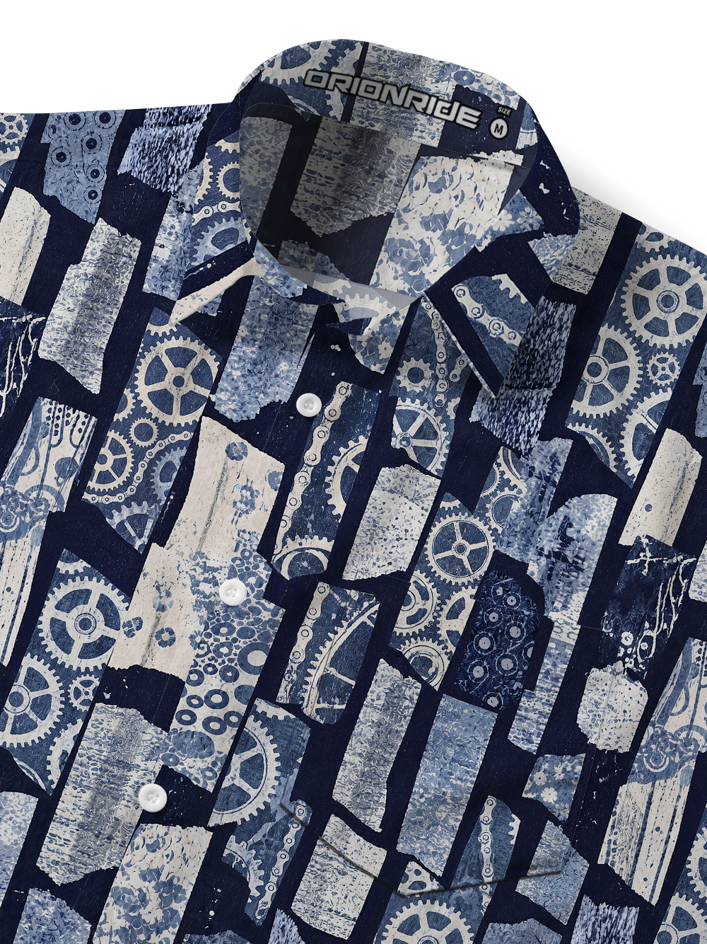 Orionride Indigo Gear Patchwork Zipper Pockets Ultra Lightweight Short Sleeves Gravel Shirt
