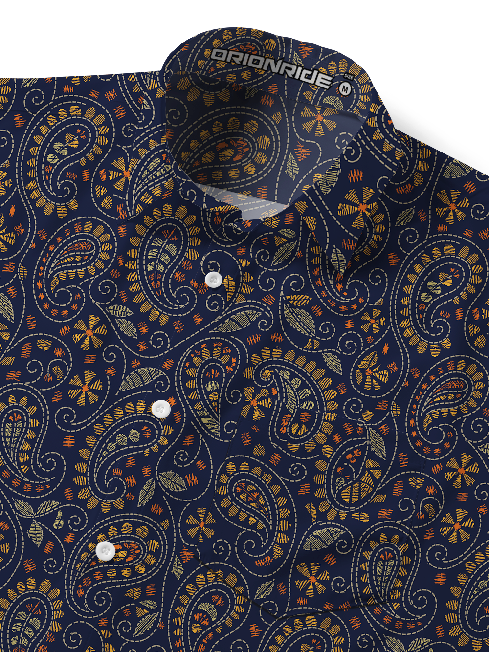 Orionride Paisley Night Zipper Pockets Ultra Lightweight Short Sleeves Gravel Shirt