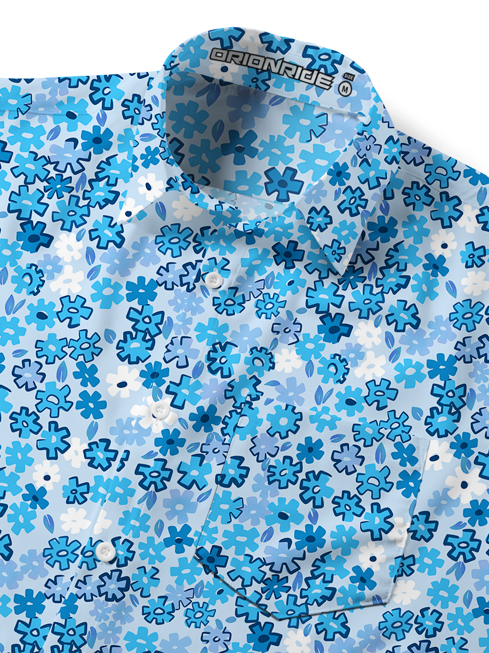 Orionride Floral Chiffon Zipper Pockets Ultra Lightweight Short Sleeves Gravel Shirt