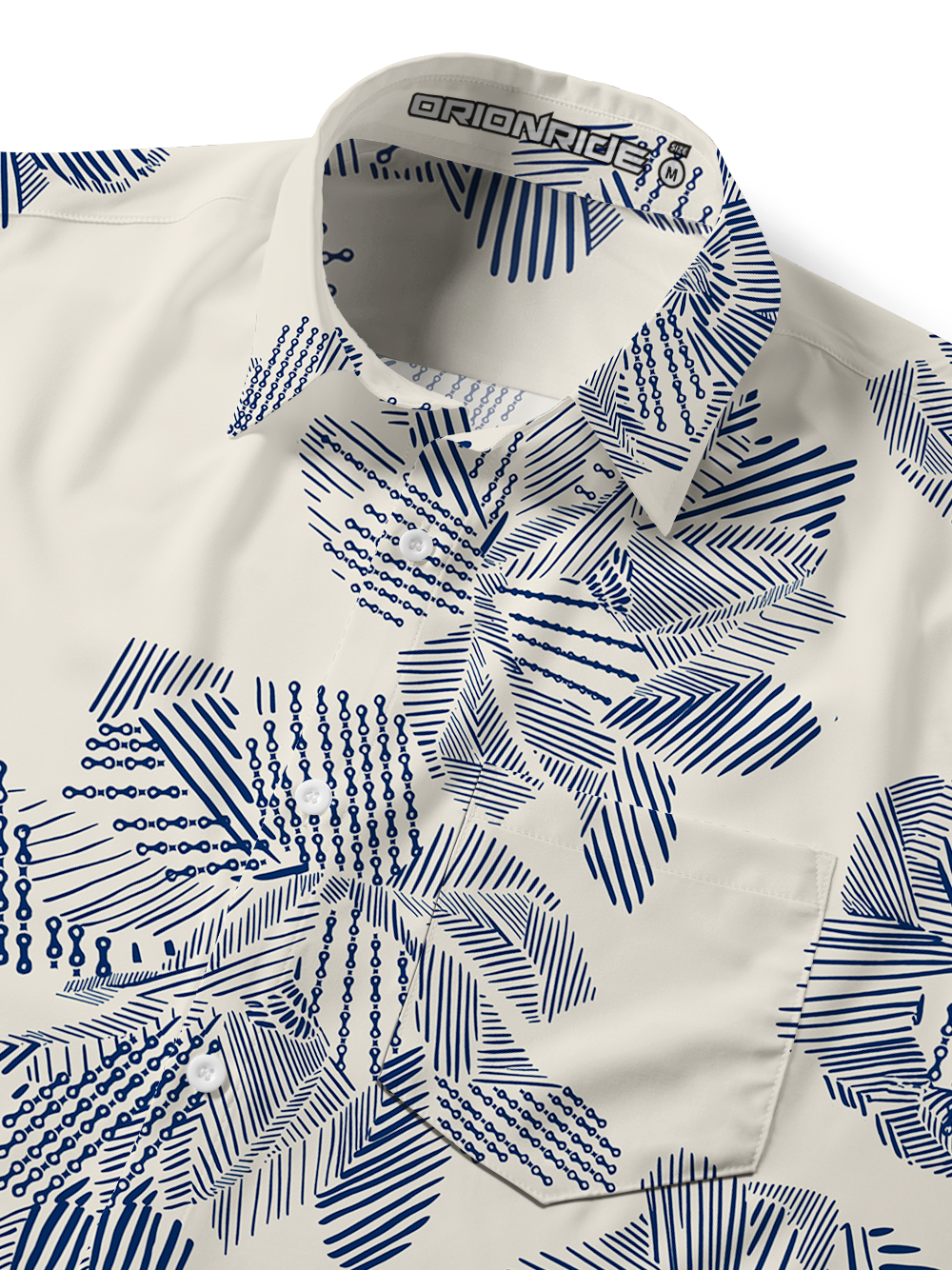 Orionride Diagonal Flowers Zipper Pockets Ultra Lightweight Short Sleeves Gravel Shirt