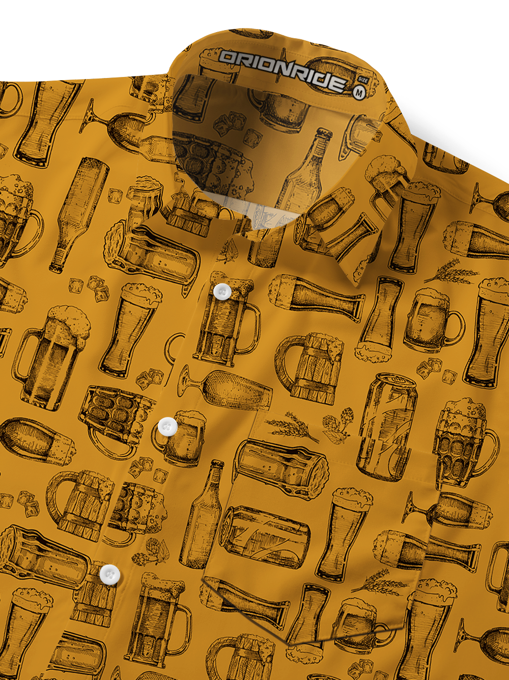 Orionride Line Drawing Beer Zipper Pockets Ultra Lightweight Short Sleeves Gravel Shirt