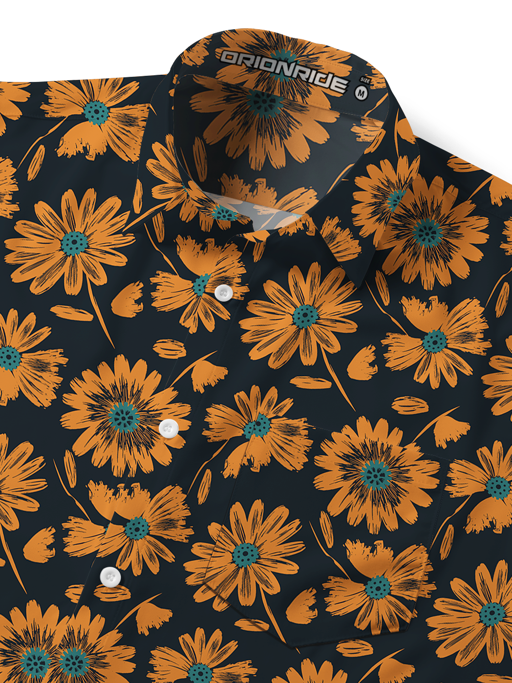 Orionride Daisy Petals Zipper Pockets Ultra Lightweight Short Sleeves Gravel Shirt