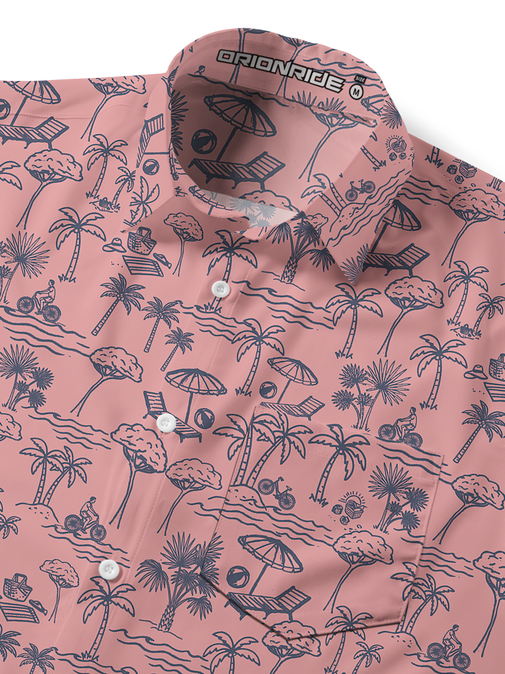 Orionride Beach Coconut Trees Zipper Pockets Ultra Lightweight Short Sleeves Gravel Shirt
