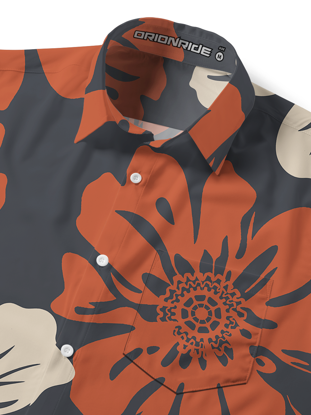 Orionride Large Flowers Zipper Pockets Ultra Lightweight Short Sleeves Gravel Shirt