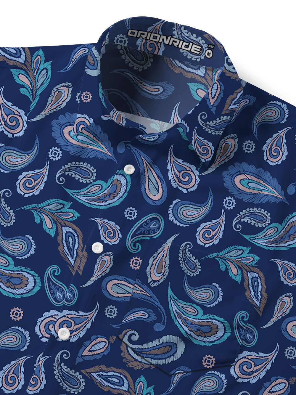 Orionride Swirling Pattern Zipper Pockets Ultra Lightweight Short Sleeves Gravel Shirt