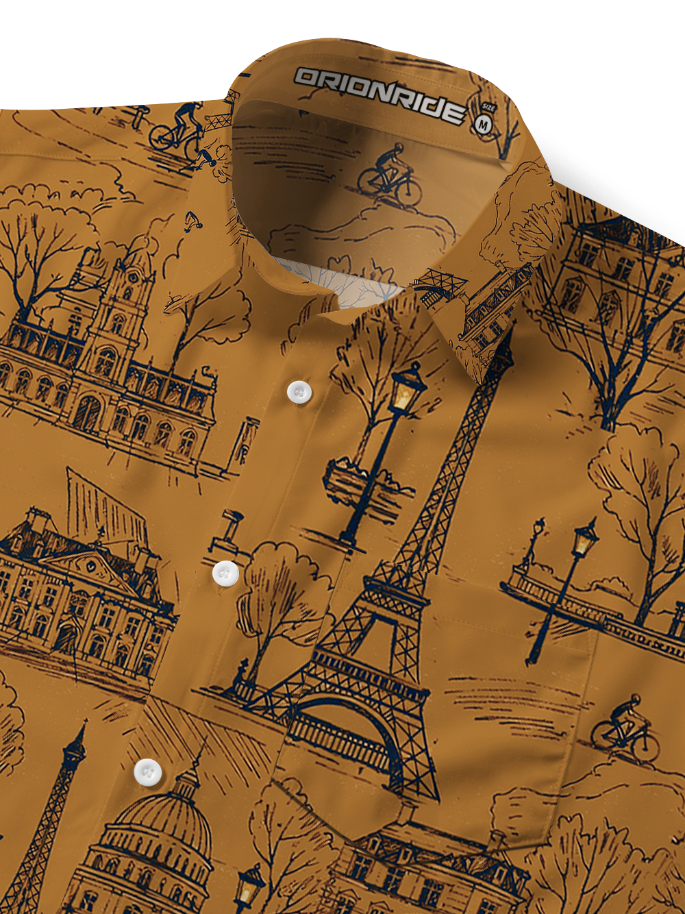 Orionride Traveling Through Paris Zipper Pockets Ultra Lightweight Short Sleeves Gravel Shirt