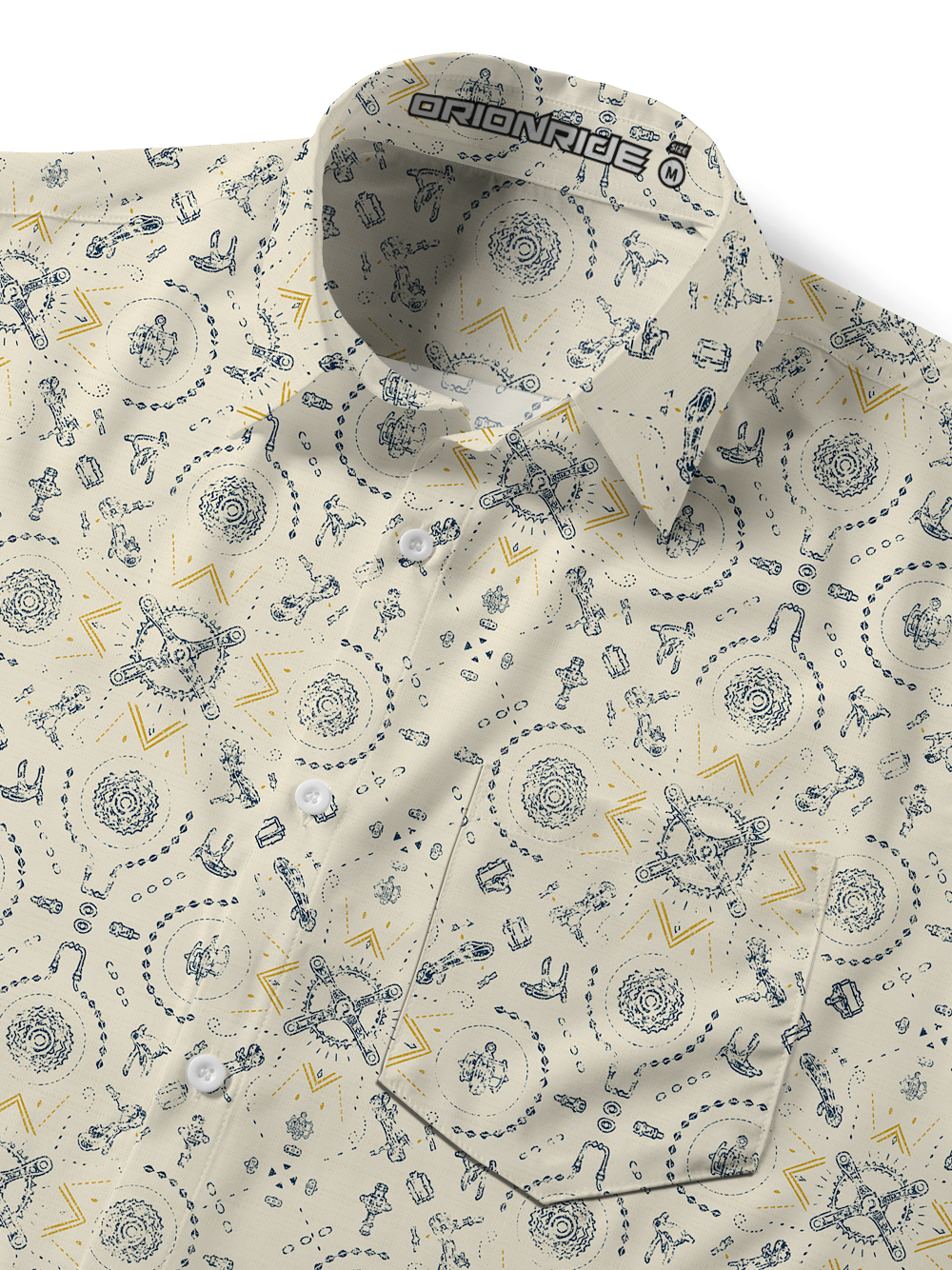 Orionride Tribal Motifs Zipper Pockets Ultra Lightweight Short Sleeves Gravel Shirt