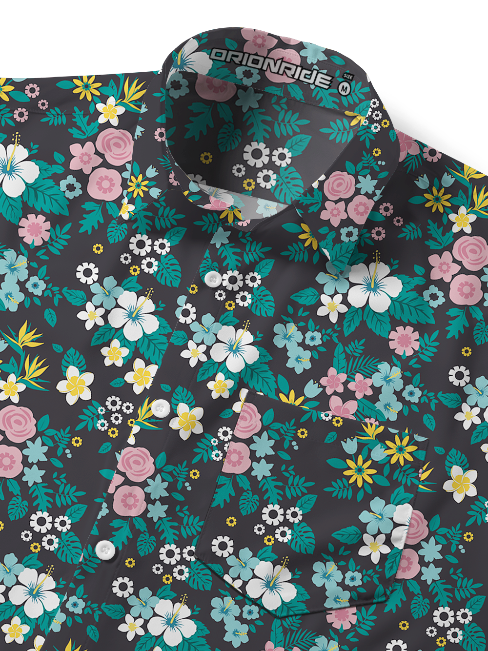 Orionride Tropical Flowers Zipper Pockets Ultra Lightweight Short Sleeves Gravel Shirt