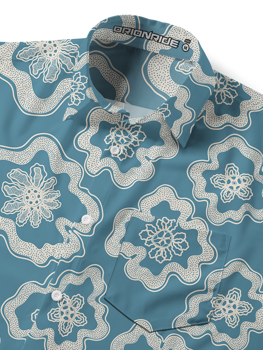 Orionride Abstract Flowers Zipper Pockets Ultra Lightweight Short Sleeves Gravel Shirt