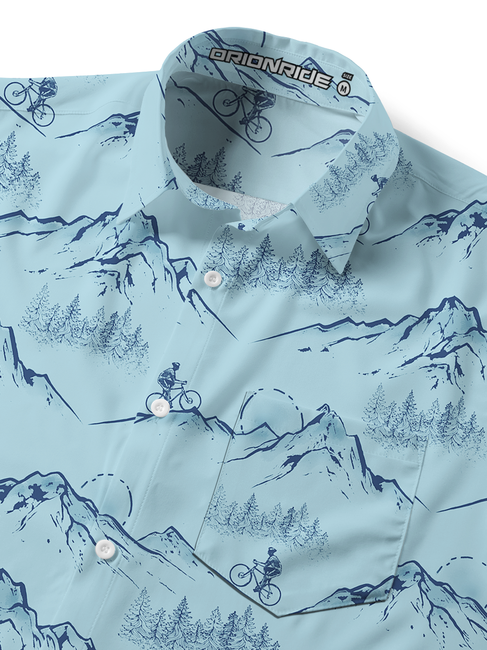 Orionride Mountain Outline Zipper Pockets Ultra Lightweight Short Sleeves Gravel Shirt