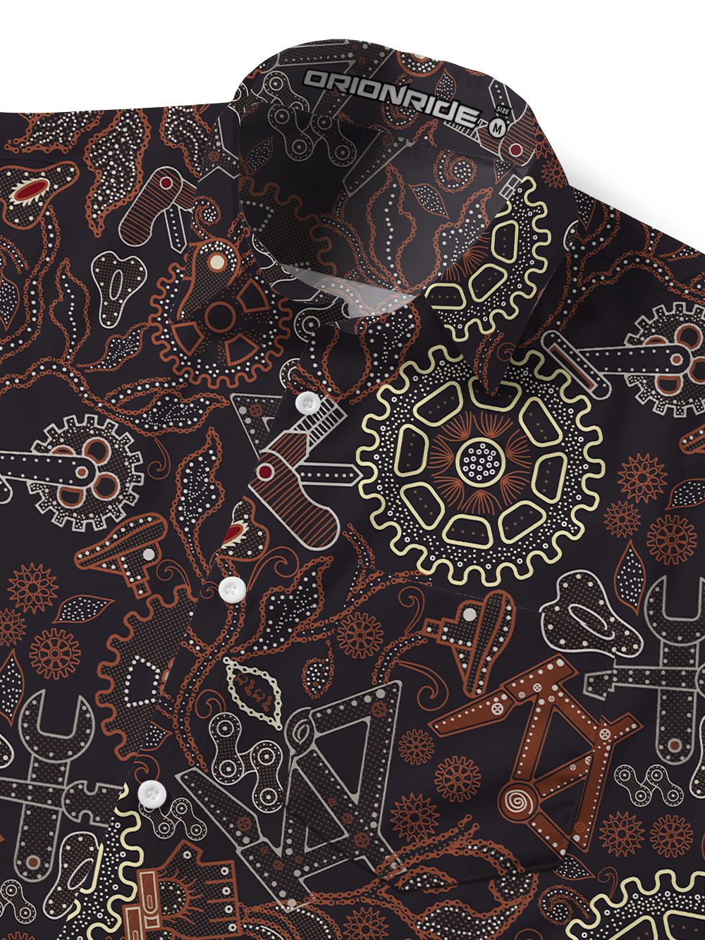 Orionride Batik Gears Zipper Pockets Ultra Lightweight Short Sleeves Gravel Shirt