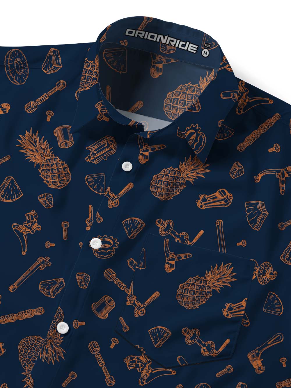 Orionride Pineapple Parts Zipper Pockets Ultra Lightweight Short Sleeves Gravel Shirt
