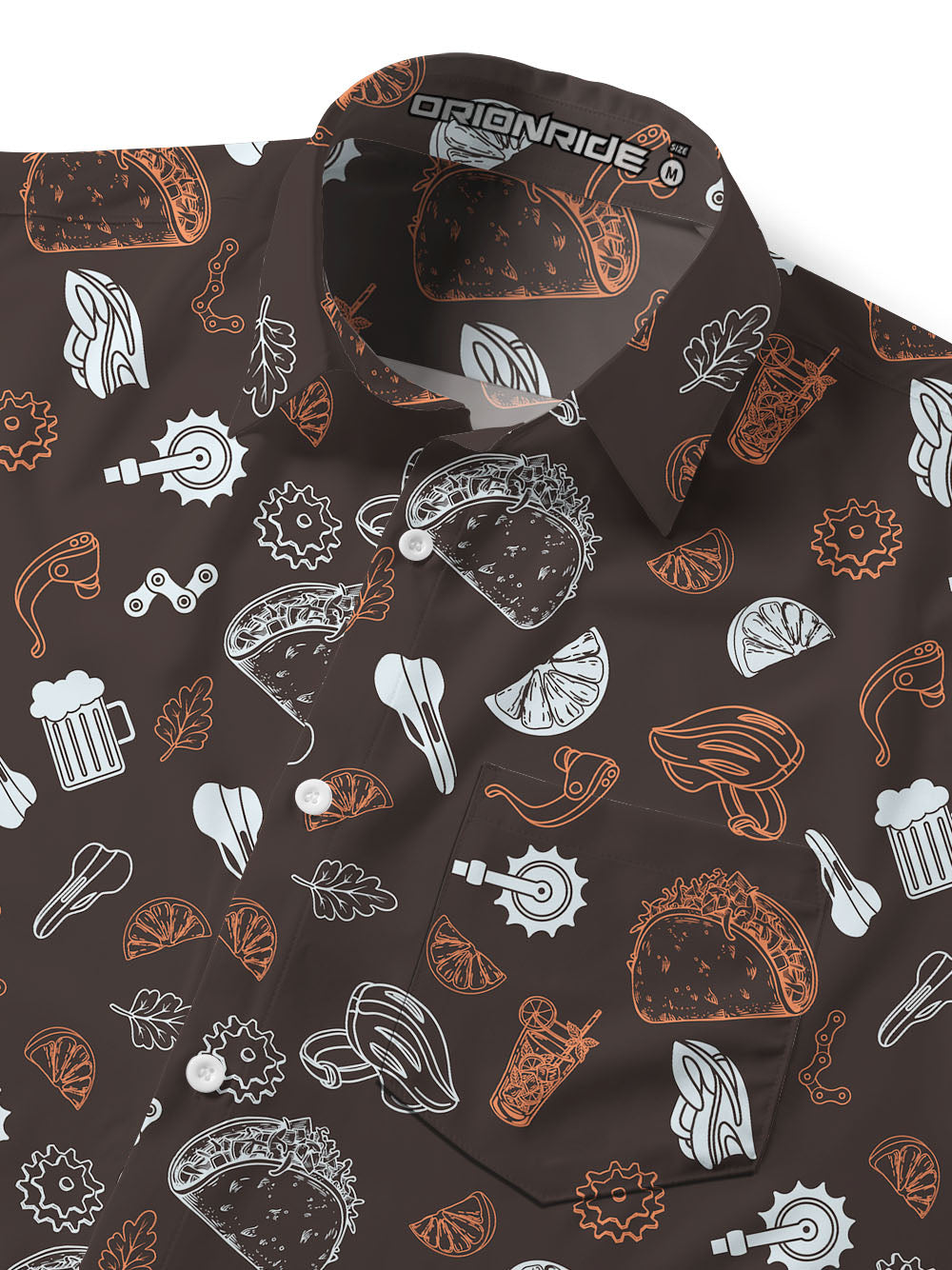 Orionride Food Party Zipper Pockets Ultra Lightweight Short Sleeves Gravel Shirt