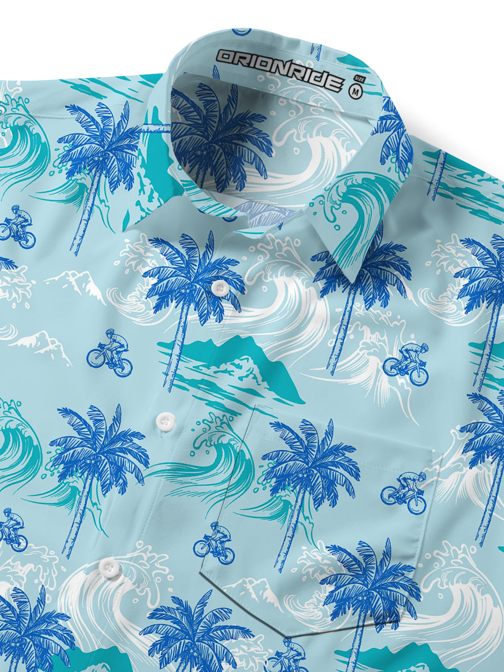 Orionride Wavy Coconut Tree Zipper Pockets Ultra Lightweight Short Sleeves Gravel Shirt