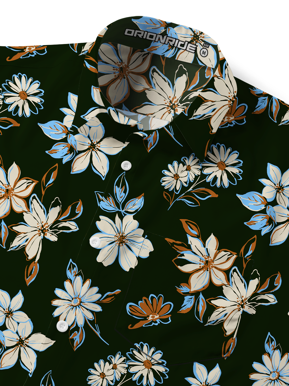 Orionride Retro Hibiscus Zipper Pockets Ultra Lightweight Short Sleeves Gravel Shirt