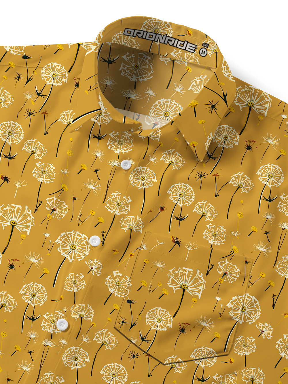 Orionride Warm Dandelion Field Zipper Pockets Ultra Lightweight Short Sleeves Gravel Shirt