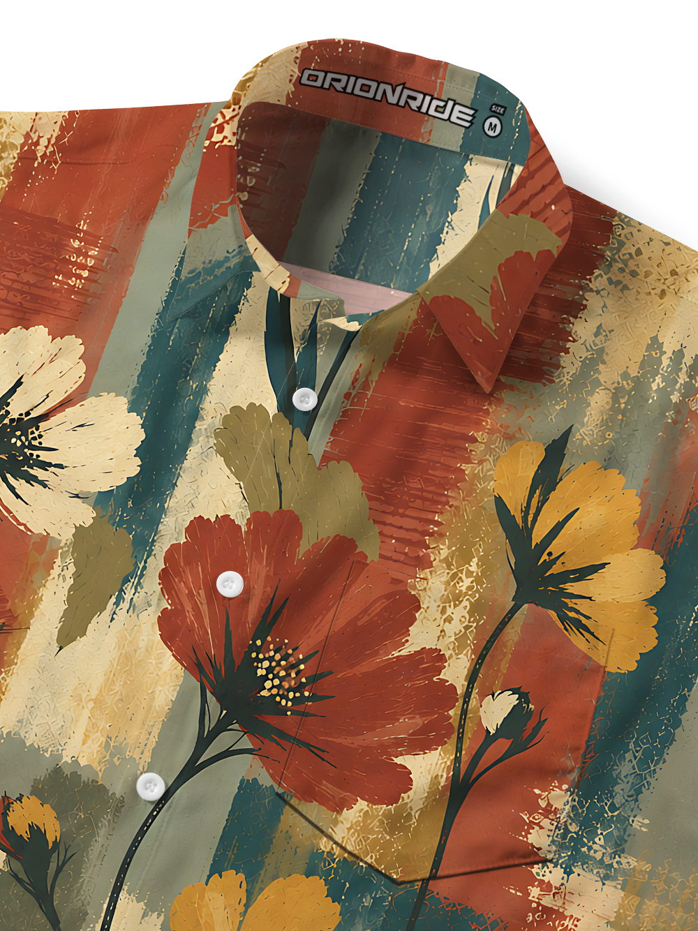 Orionride Brushstroke Garden Zipper Pockets Ultra Lightweight Short Sleeves Gravel Shirt