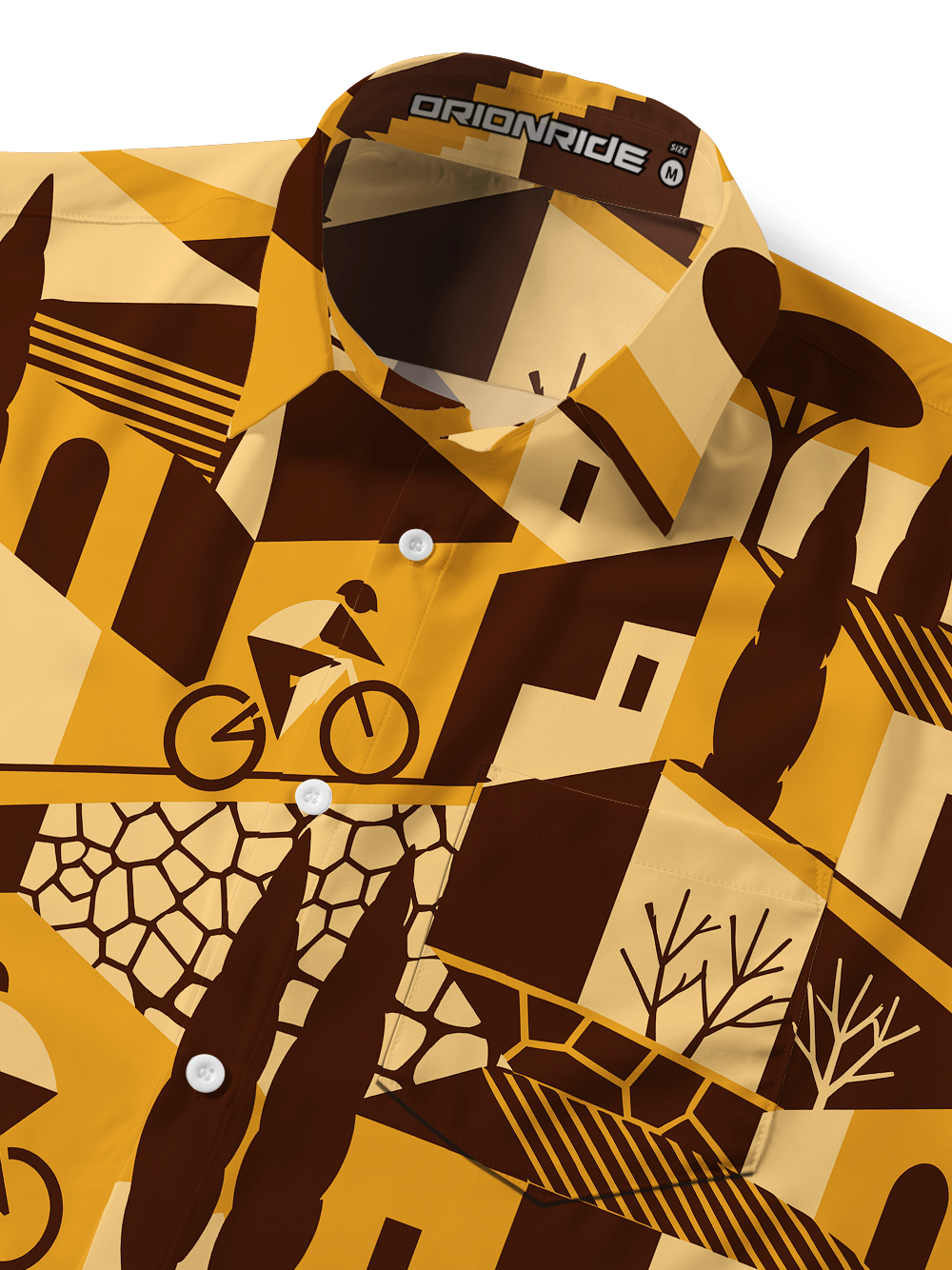 OrionrideGeometric Urban Zipper Pockets Ultra Lightweight Short Sleeves Gravel Shirt