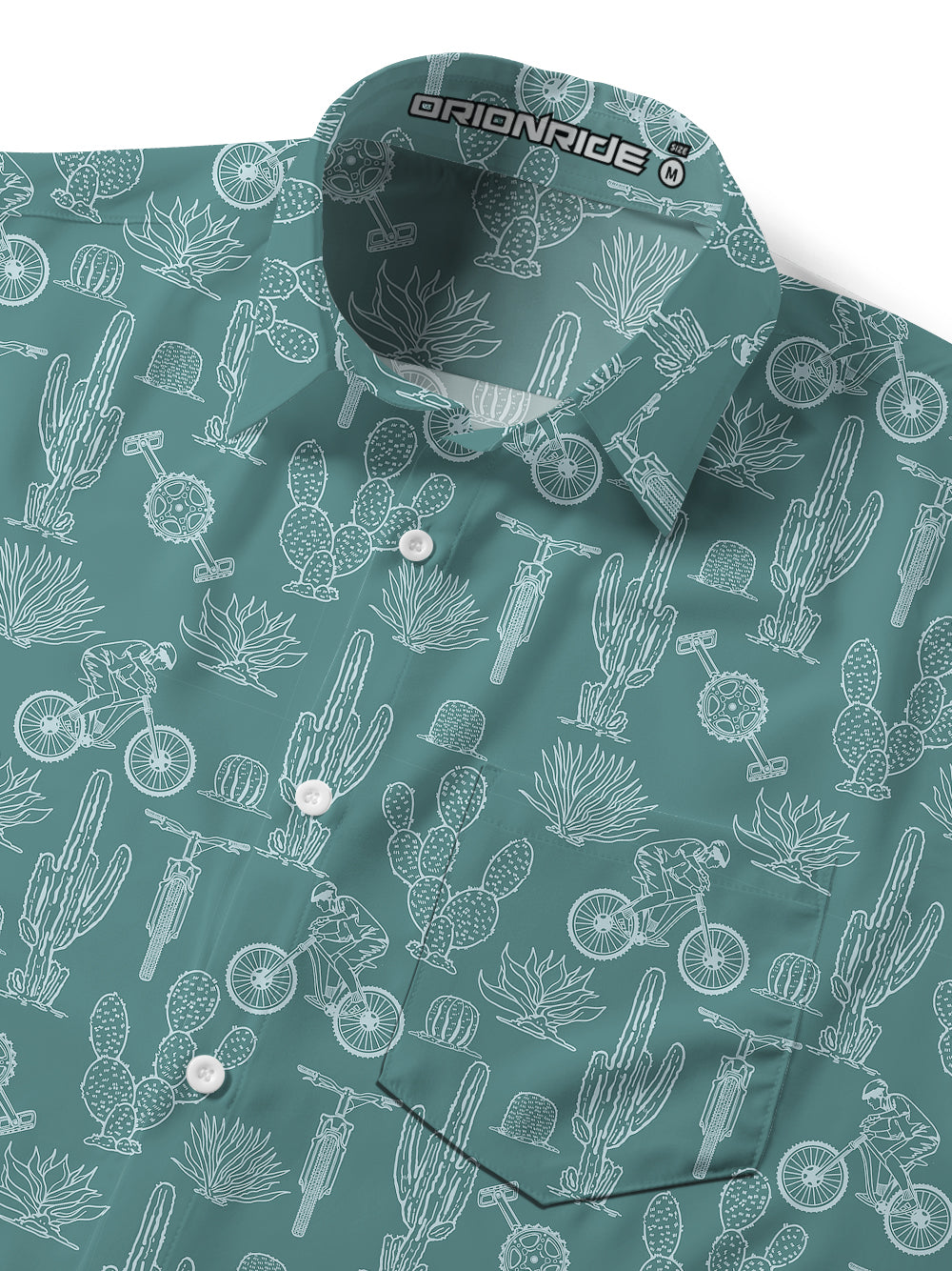 Orionride Desert Cactus Zipper Pockets Ultra Lightweight Short Sleeves Gravel Shirt