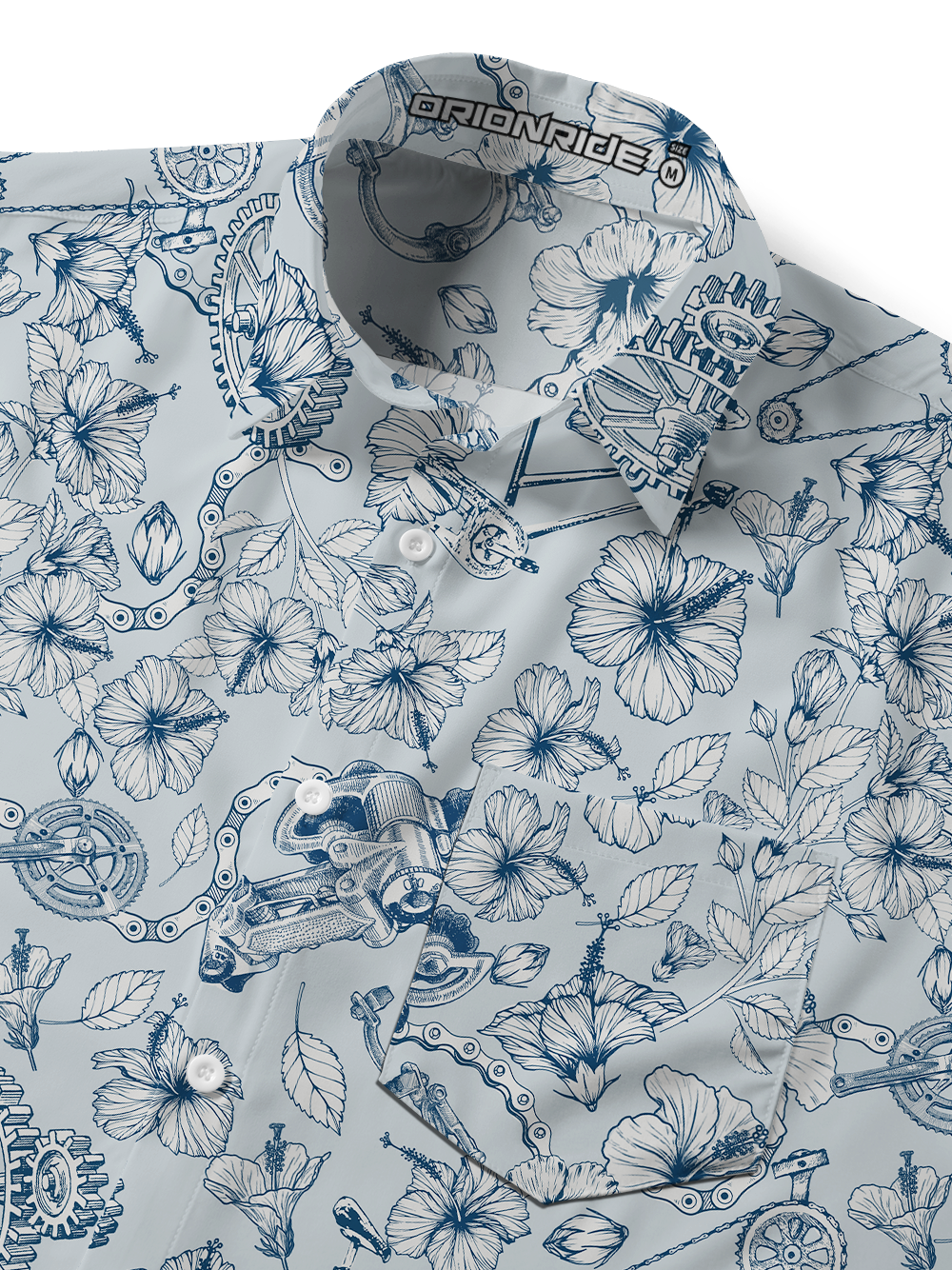 Orionride Hibiscus Gear Zipper Pockets Ultra Lightweight Short Sleeves Gravel Shirt