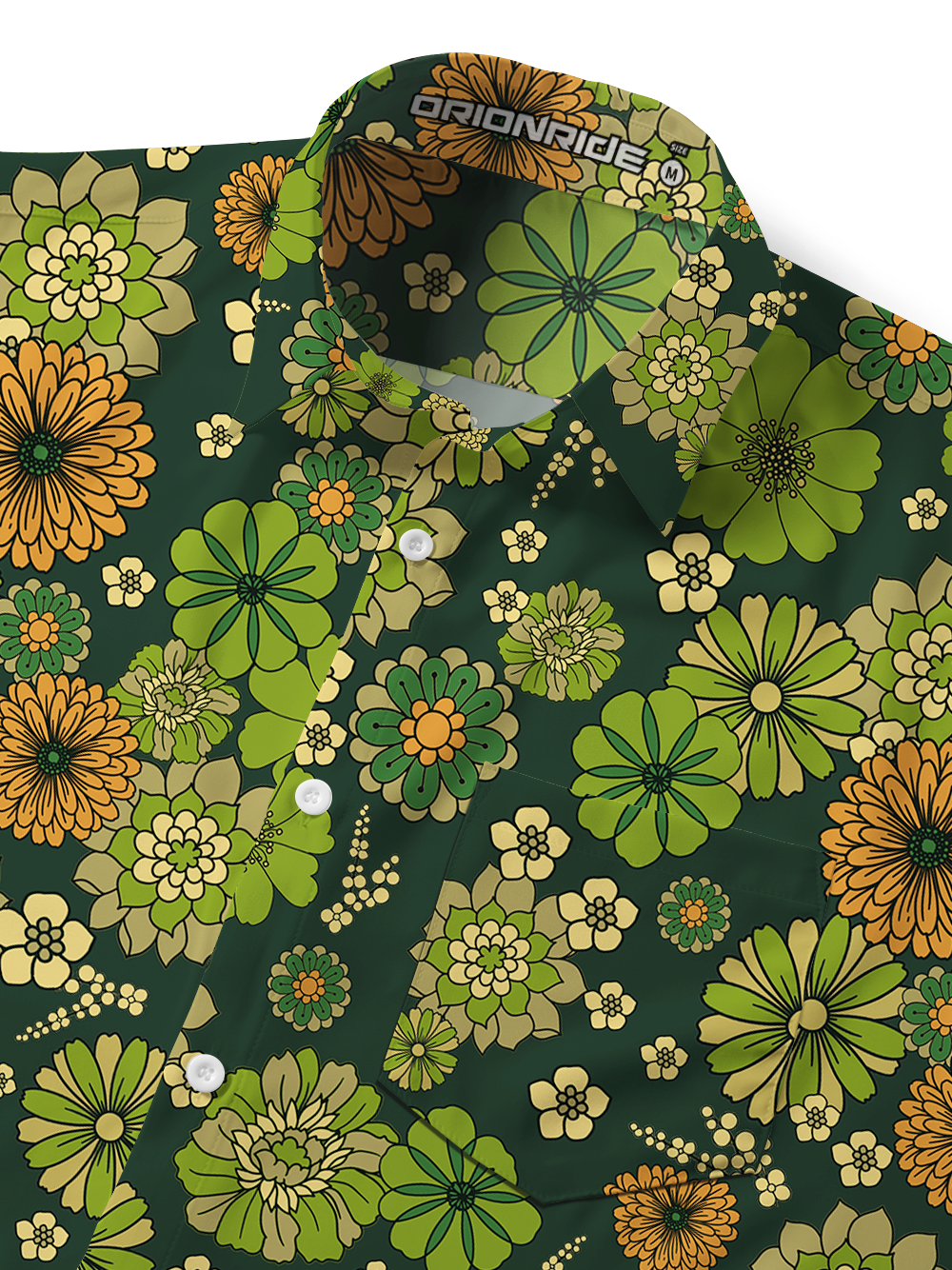 Orionride Concentric Circle Flowers Zipper Pockets Ultra Lightweight Short Sleeves Gravel Shirt