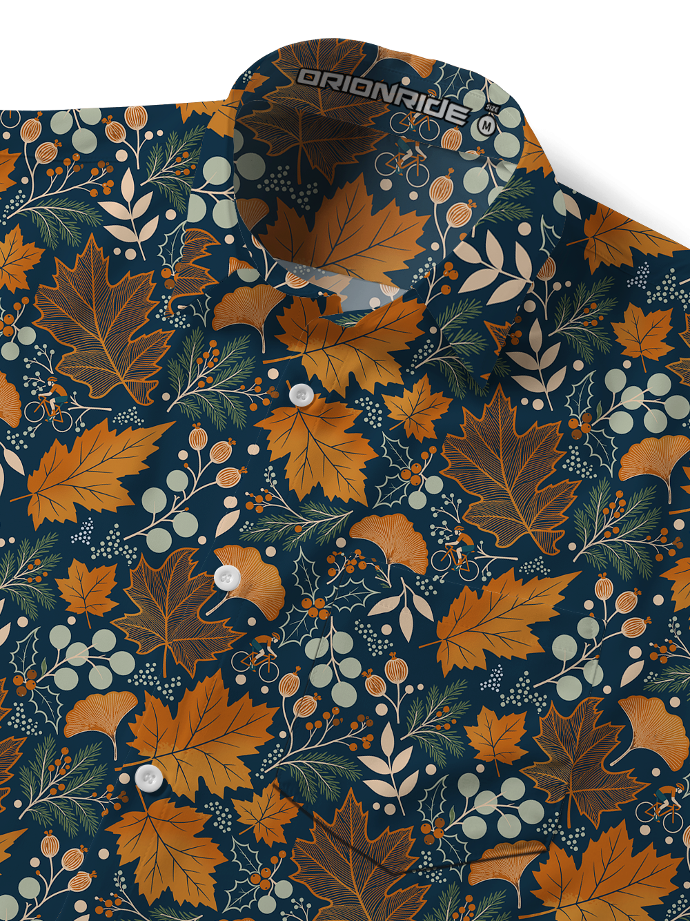 Orionride Warm Autumn Leaves Zipper Pockets Ultra Lightweight Short Sleeves Gravel Shirt