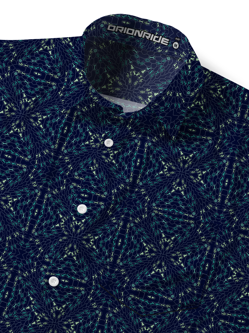 Orionride Psychedelic Chains Zipper Pockets Ultra Lightweight Short Sleeves Gravel Shirt