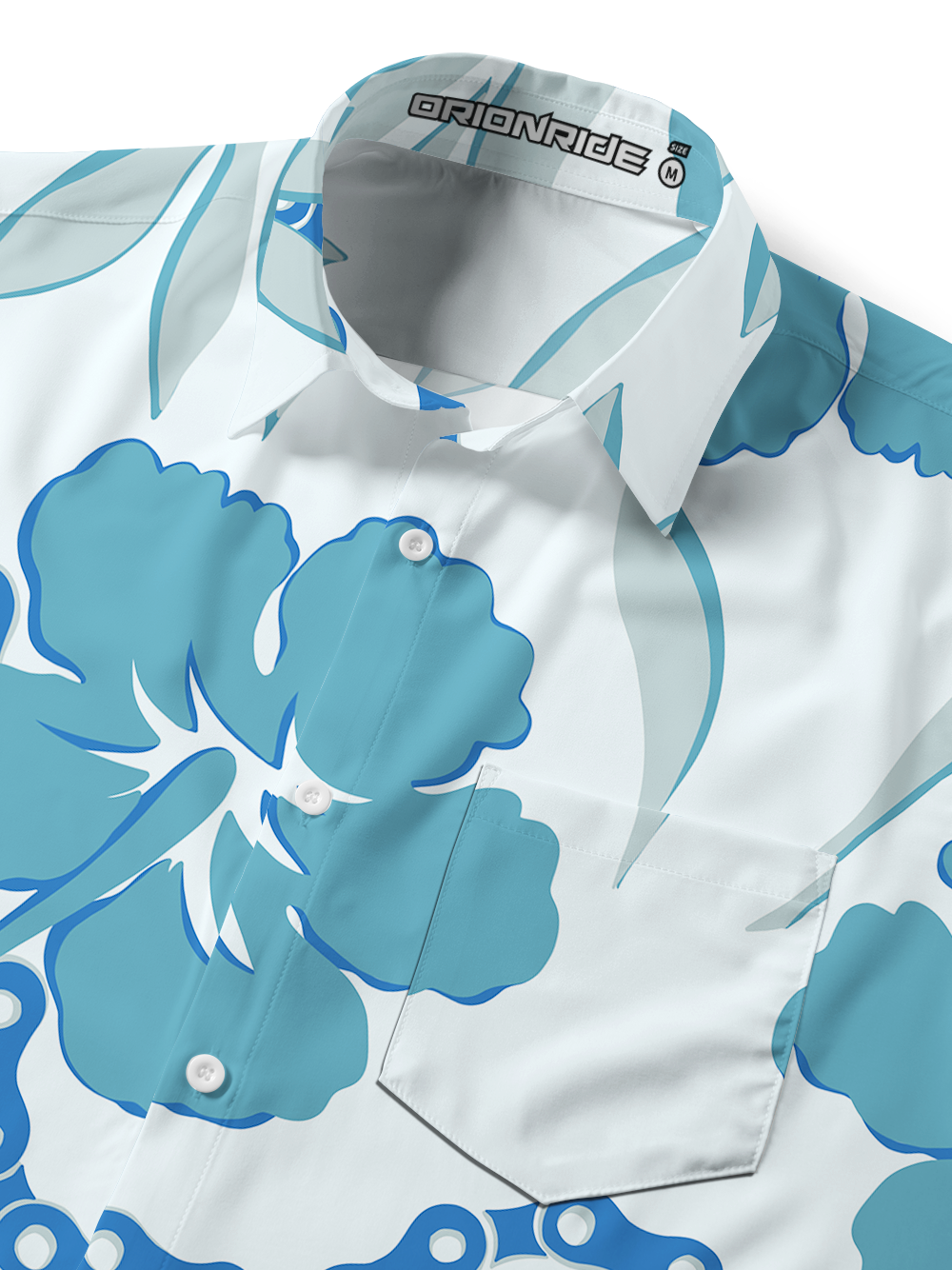 Orionride Hibiscus Petals Zipper Pockets Ultra Lightweight Short Sleeves Gravel Shirt
