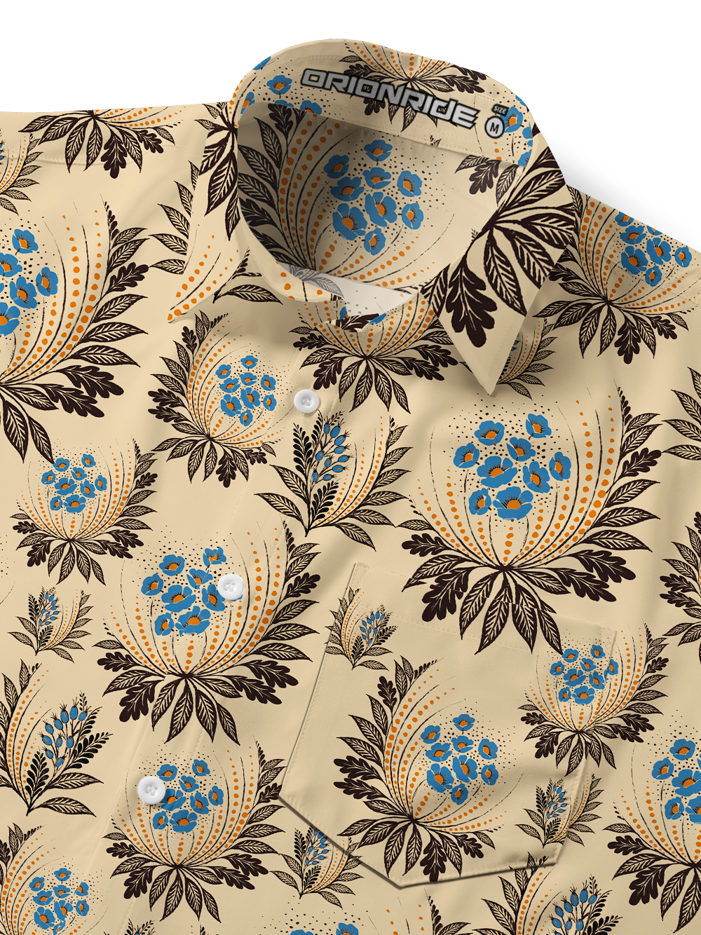 Orionride Semicircular Floral Zipper Pockets Ultra Lightweight Short Sleeves Gravel Shirt