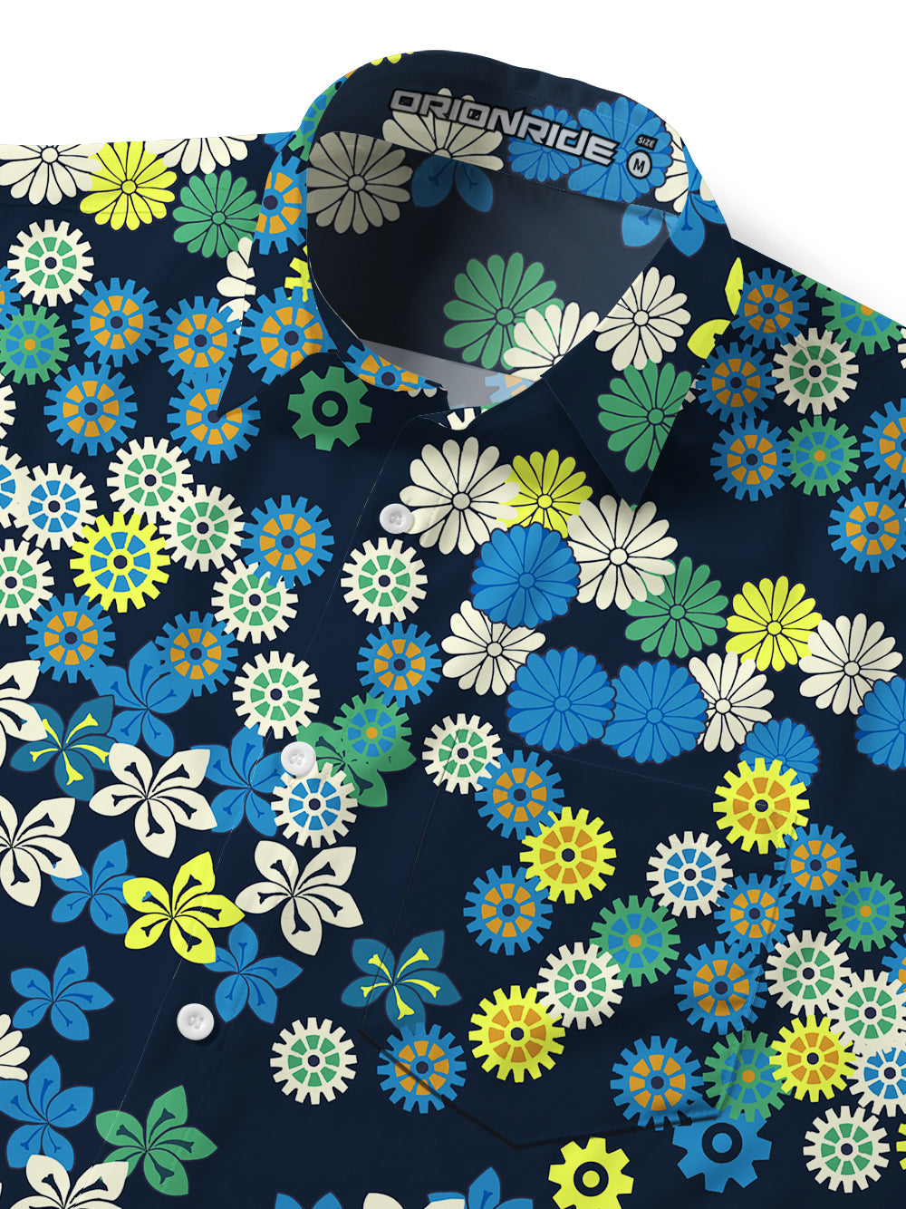 Orionride Charming Daisy Zipper Pockets Ultra Lightweight Short Sleeves Gravel Shirt