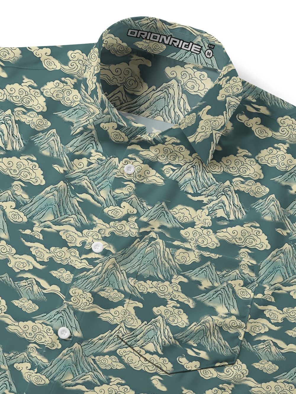 Orionride Unique Auspicious Clouds Zipper Pockets Ultra Lightweight Short Sleeves Gravel Shirt