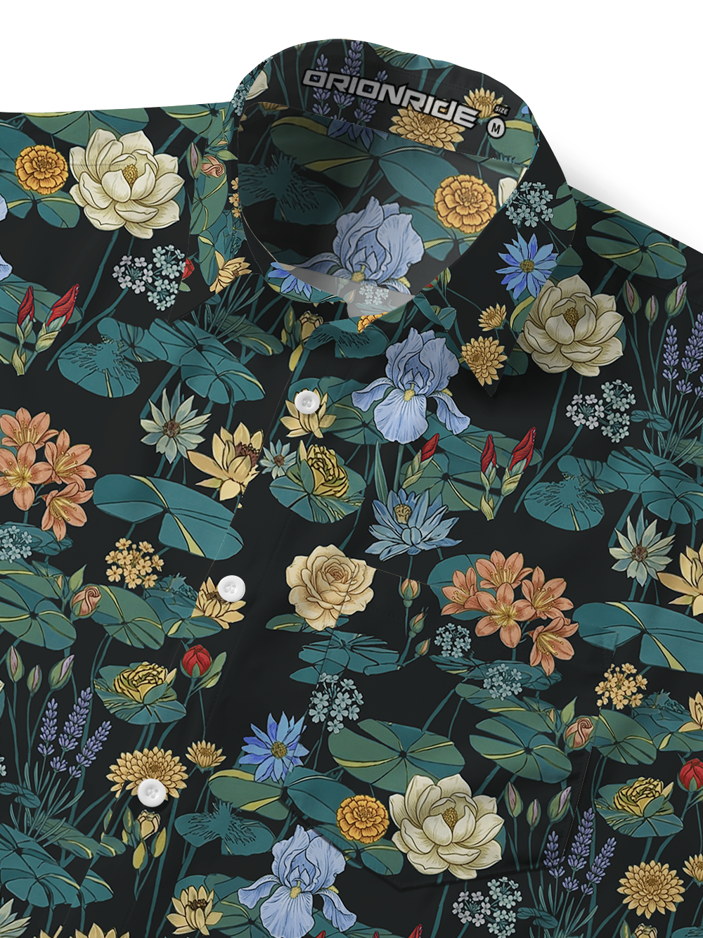 Orionride Lotus Pond Scenery Zipper Pockets Ultra Lightweight Short Sleeves Gravel Shirt