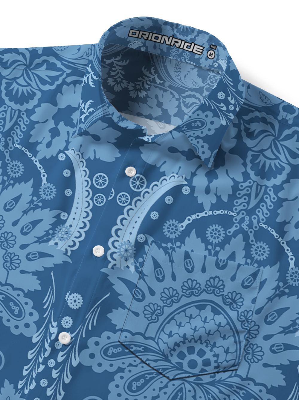 Orionride Symmetrical Flowers Zipper Pockets Ultra Lightweight Short Sleeves Gravel Shirt