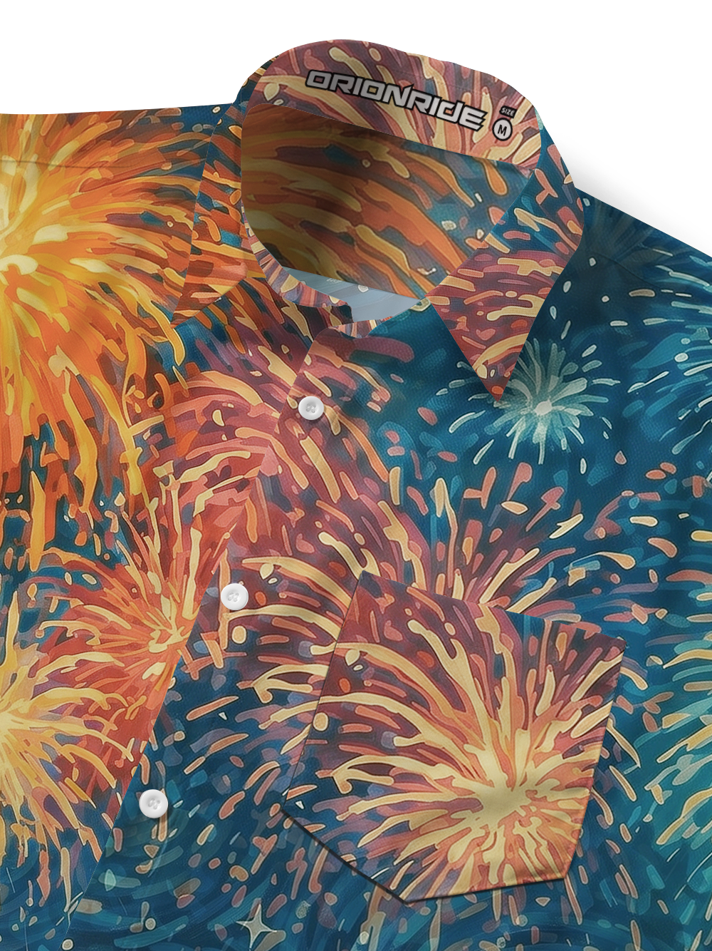 Orionride Fireworks In Bloom Zipper Pockets Ultra Lightweight Short Sleeves Gravel Shirt