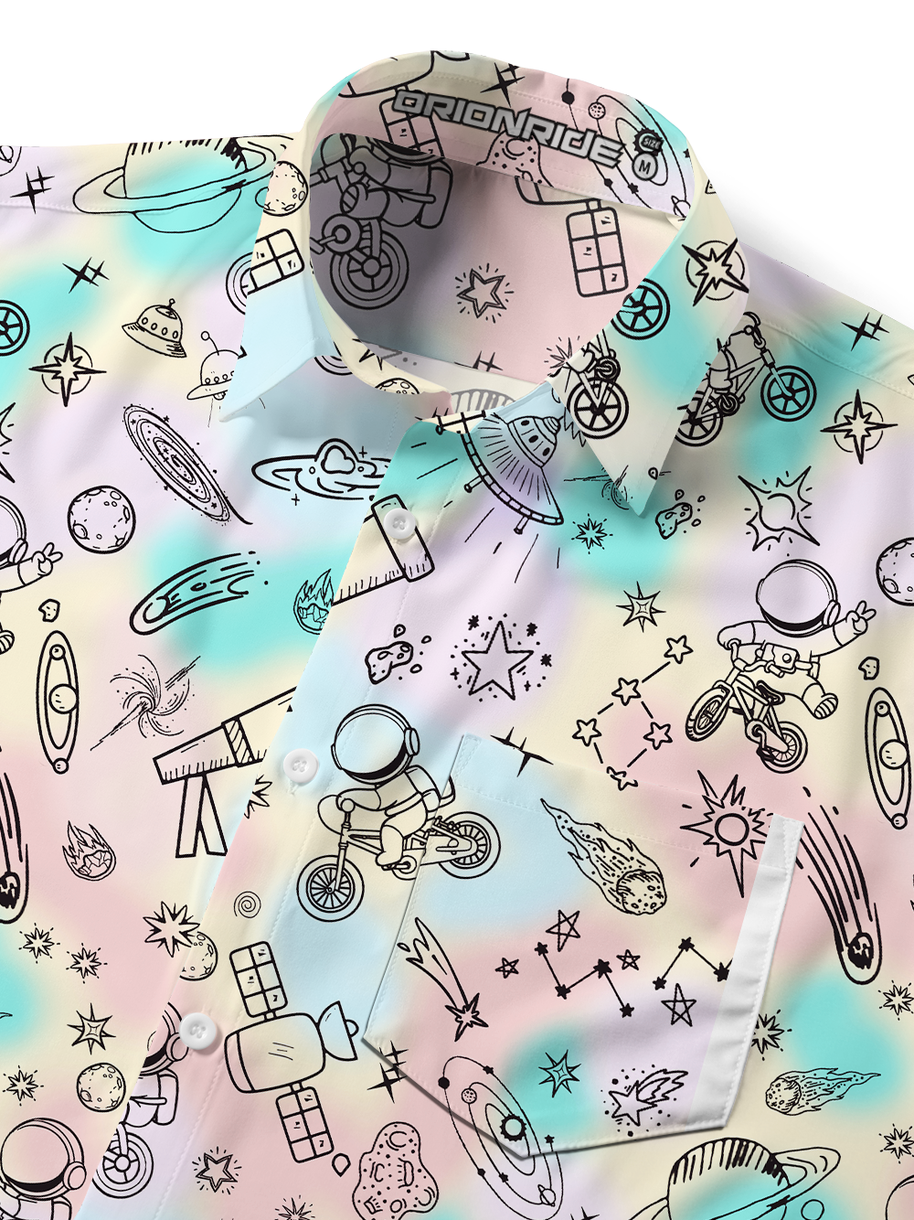 Orionride Space Exploration Zipper Pockets Ultra Lightweight Short Sleeves Gravel Shirt