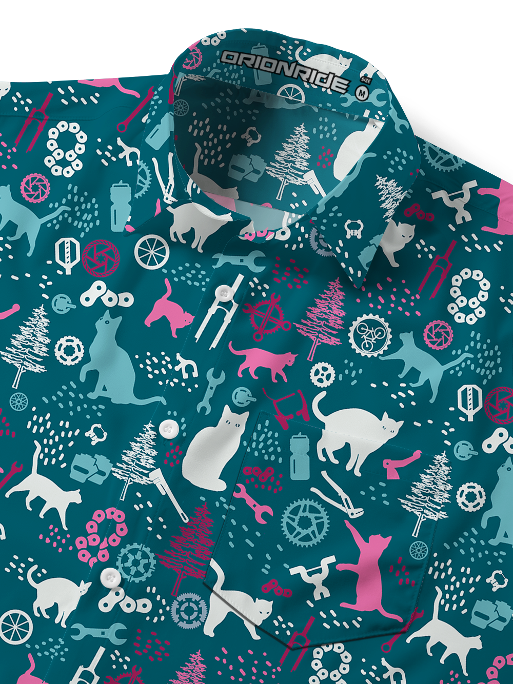 Orionride Funny Cat Zipper Pockets Ultra Lightweight Short Sleeves Gravel Shirt