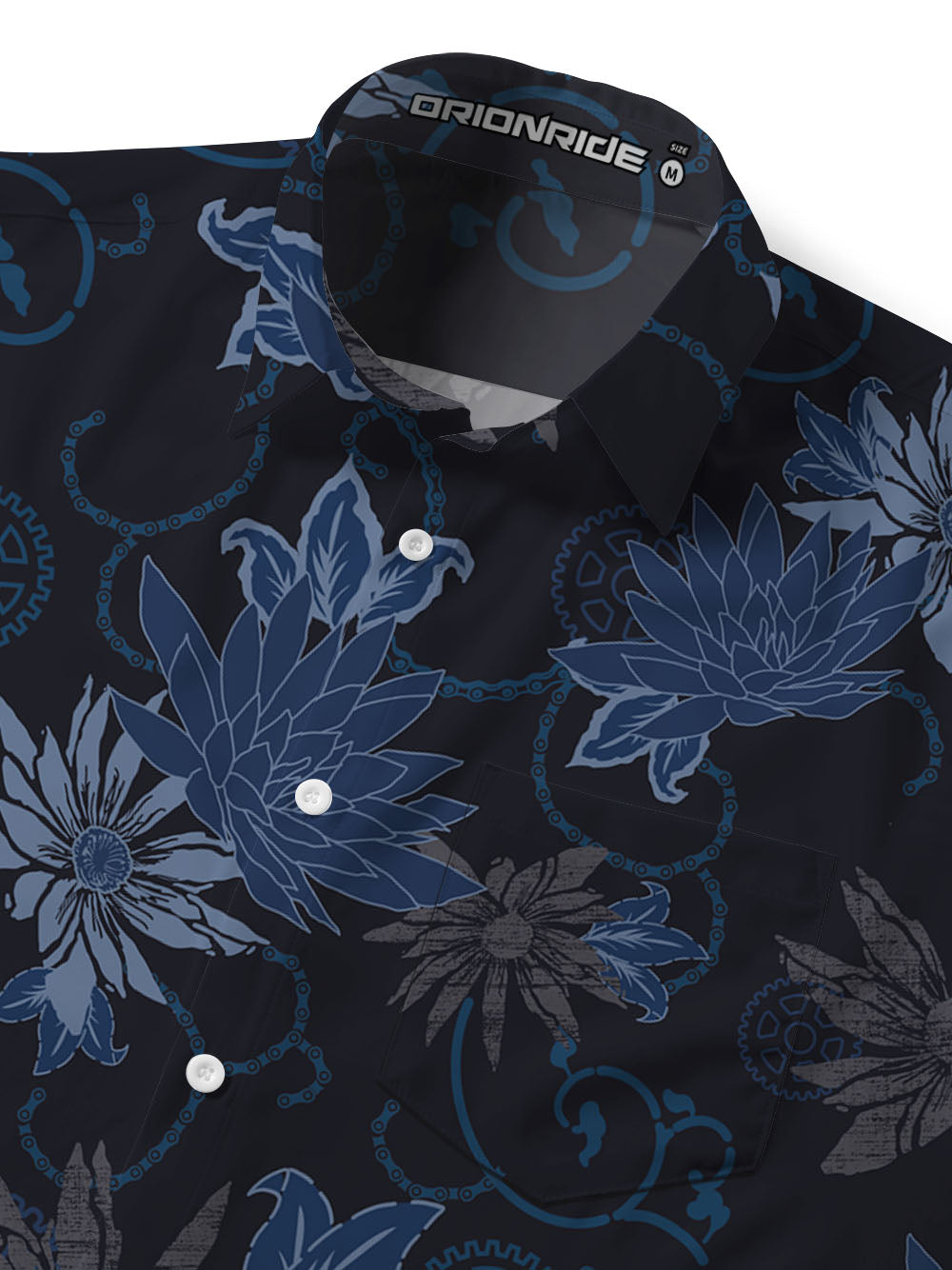 Orionride Dark Flowers Zipper Pockets Ultra Lightweight Short Sleeves Gravel Shirt