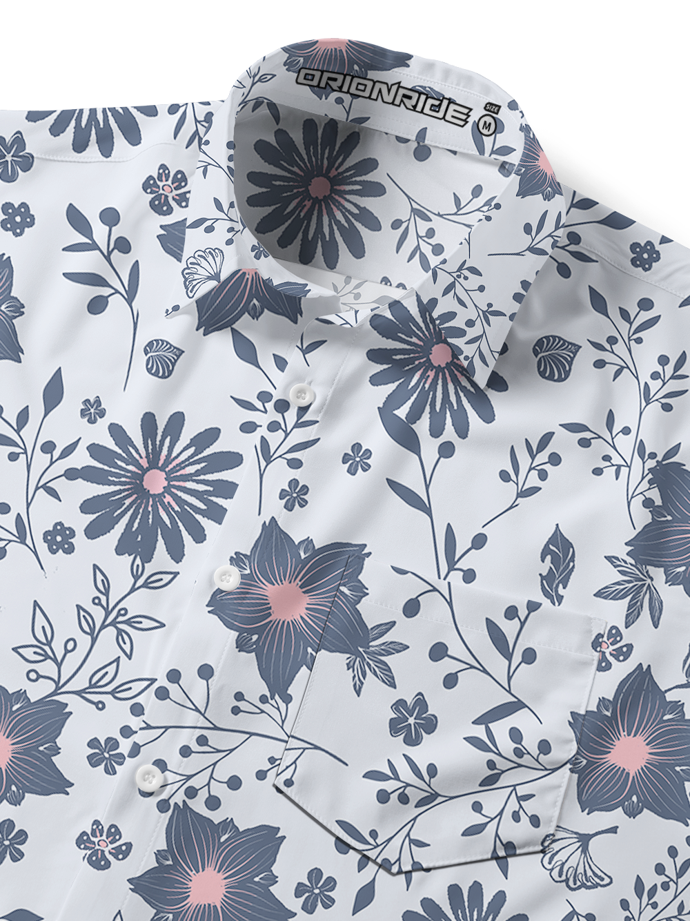 Orionride Coral Pink Stamens Zipper Pockets Ultra Lightweight Short Sleeves Gravel Shirt