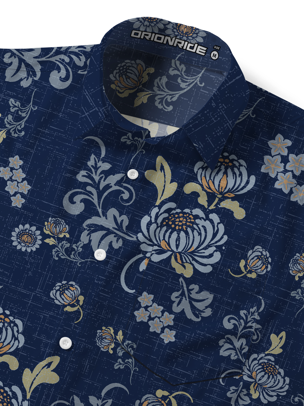 Orionride Dark Floral Weave Zipper Pockets Ultra Lightweight Short Sleeves Gravel Shirt
