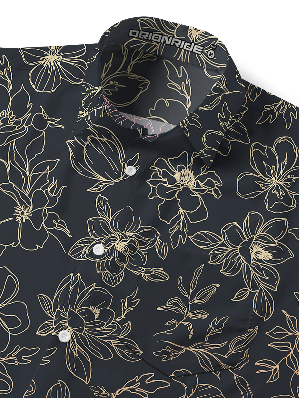 Orionride Gradient Flowers Zipper Pockets Ultra Lightweight Short Sleeves Gravel Shirt