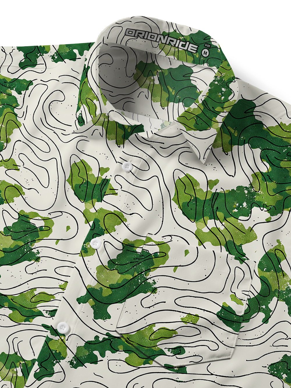 Orionride Green Contour Lines Zipper Pockets Ultra Lightweight Short Sleeves Gravel Shirt