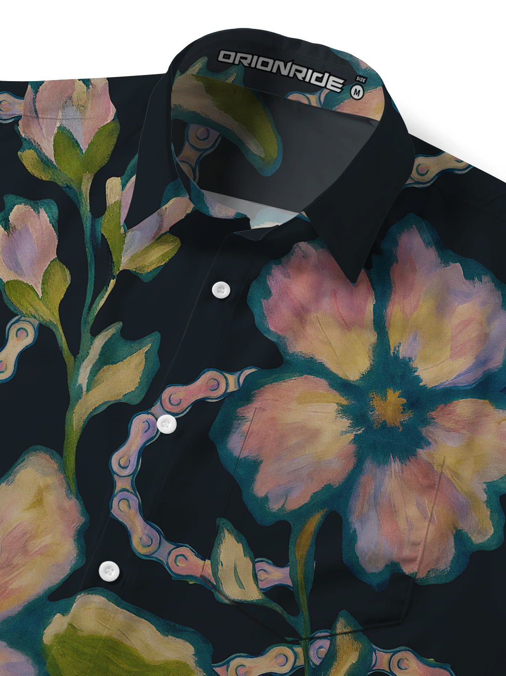 Orionride Floral Shading Zipper Pockets Ultra Lightweight Short Sleeves Gravel Shirt