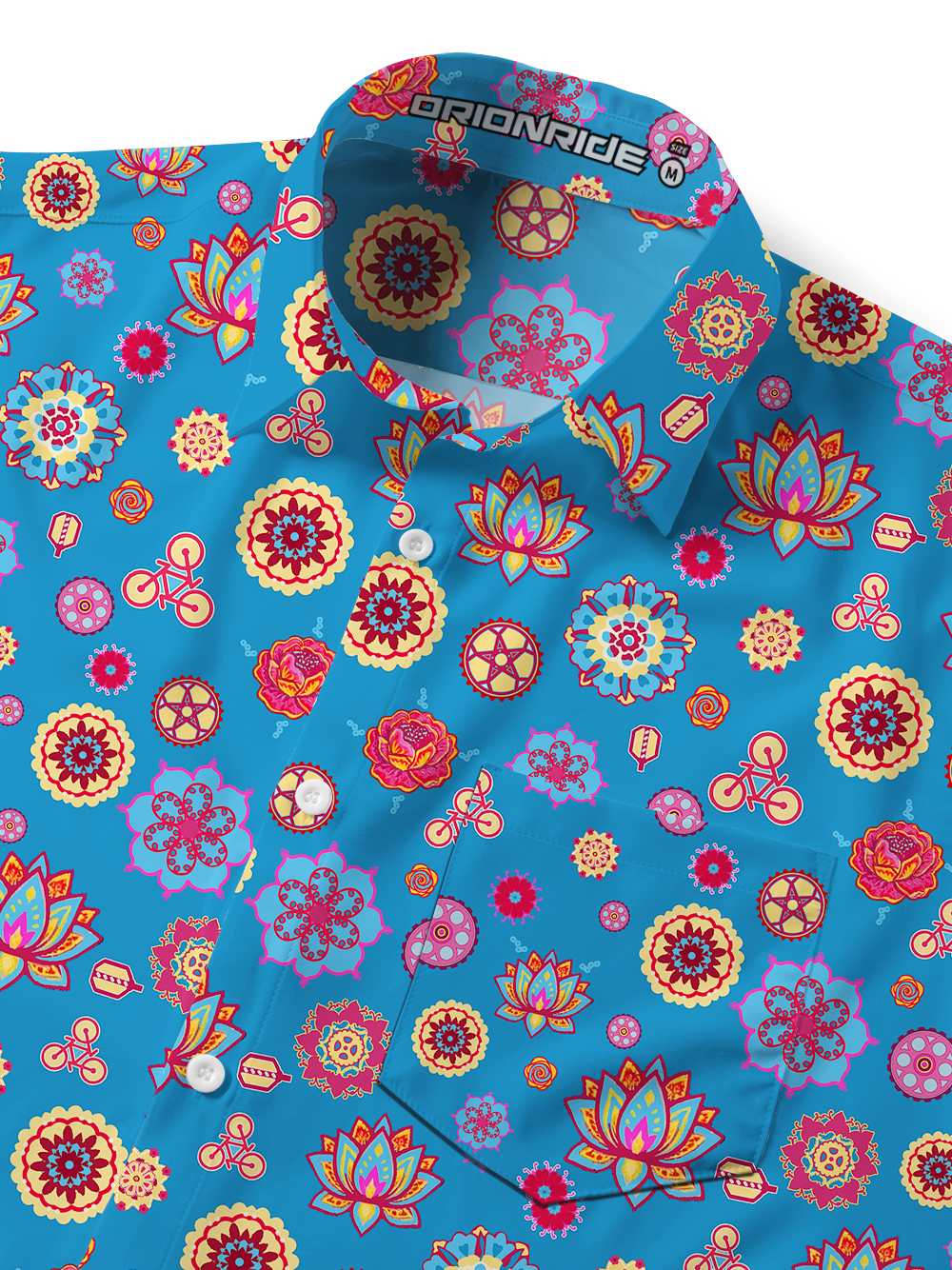 Orionride Colorful Flowers Zipper Pockets Ultra Lightweight Short Sleeves Gravel Shirt