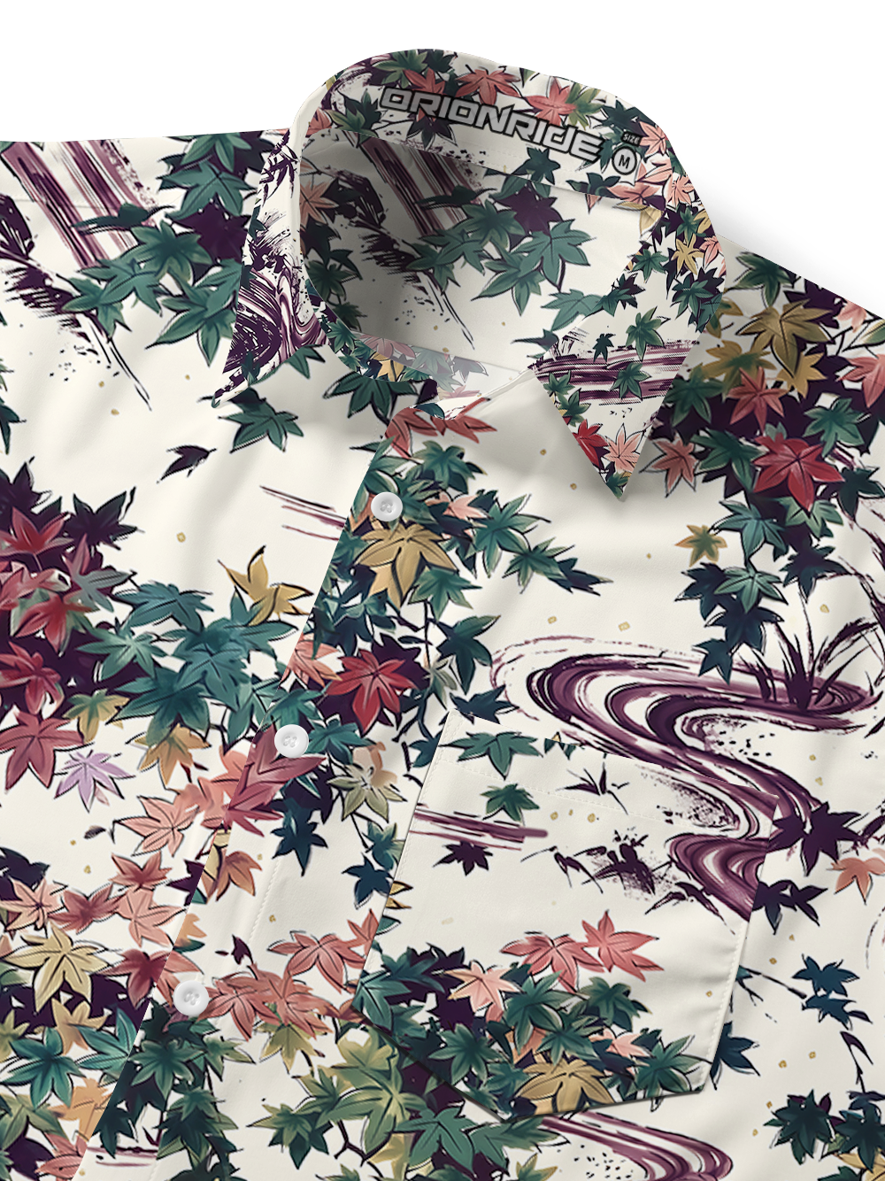 Orionride Maple Leaves Zipper Pockets Ultra Lightweight Short Sleeves Gravel Shirt