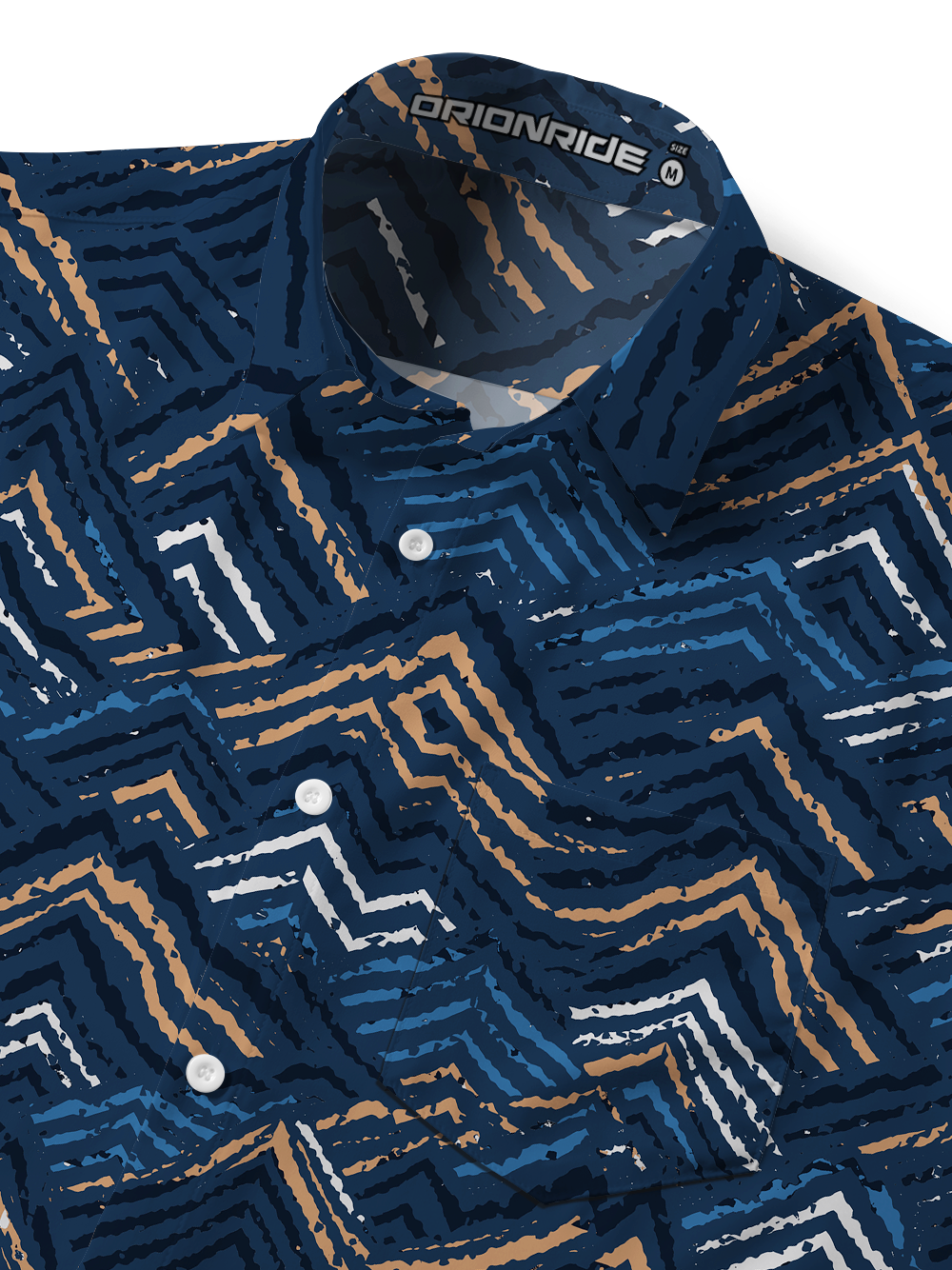 Orionride Layered Mountain Lines Zipper Pockets Ultra Lightweight Short Sleeves Gravel Shirt