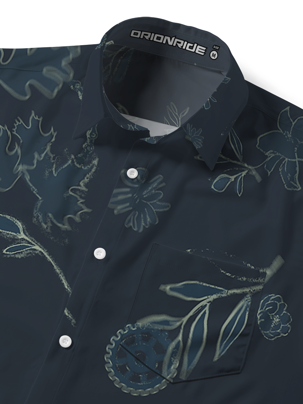 Orionride Flowers Scattered Zipper Pockets Ultra Lightweight Short Sleeves Gravel Shirt