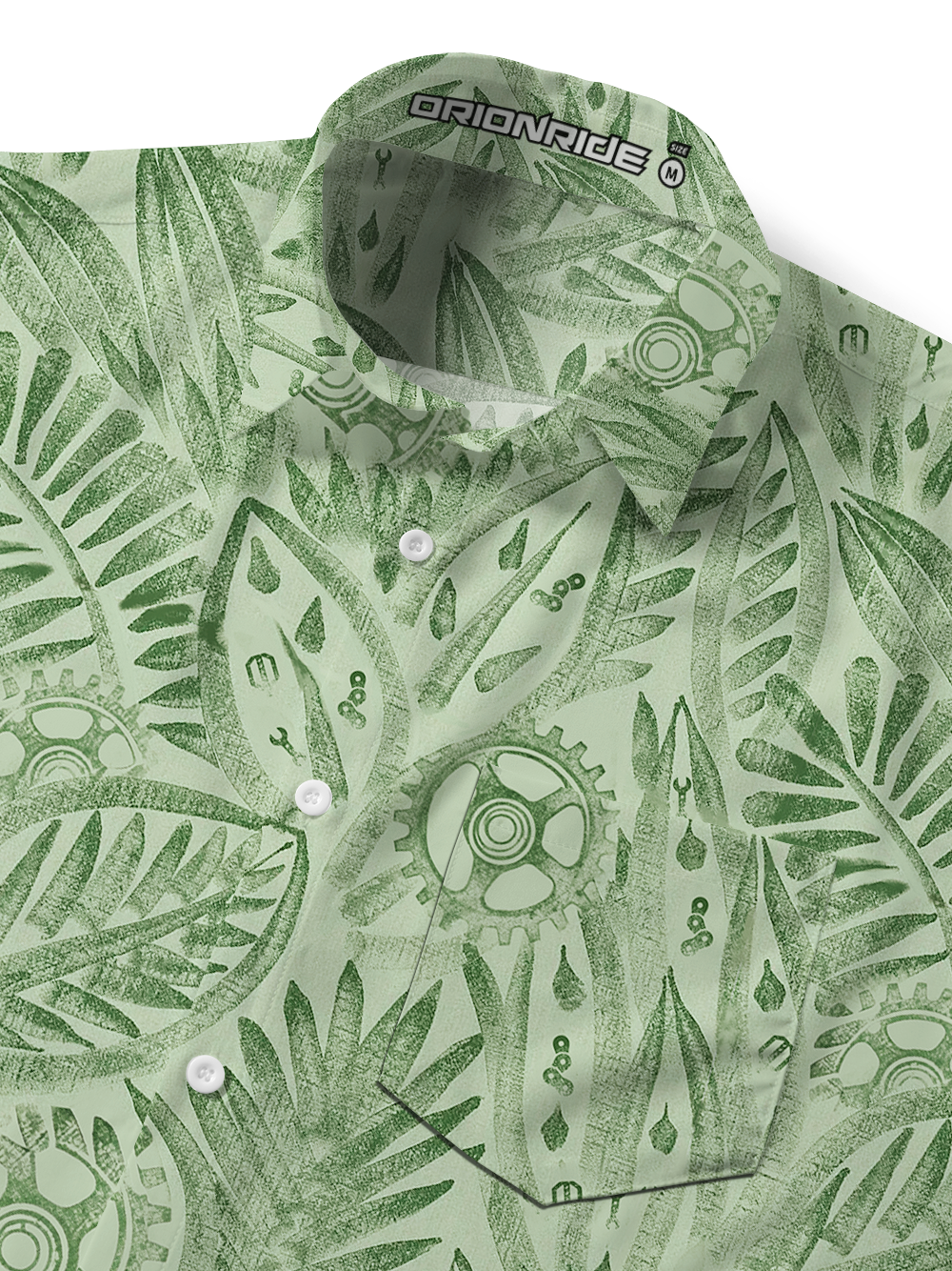 Orionride Fresh Leaves Zipper Pockets Ultra Lightweight Short Sleeves Gravel Shirt